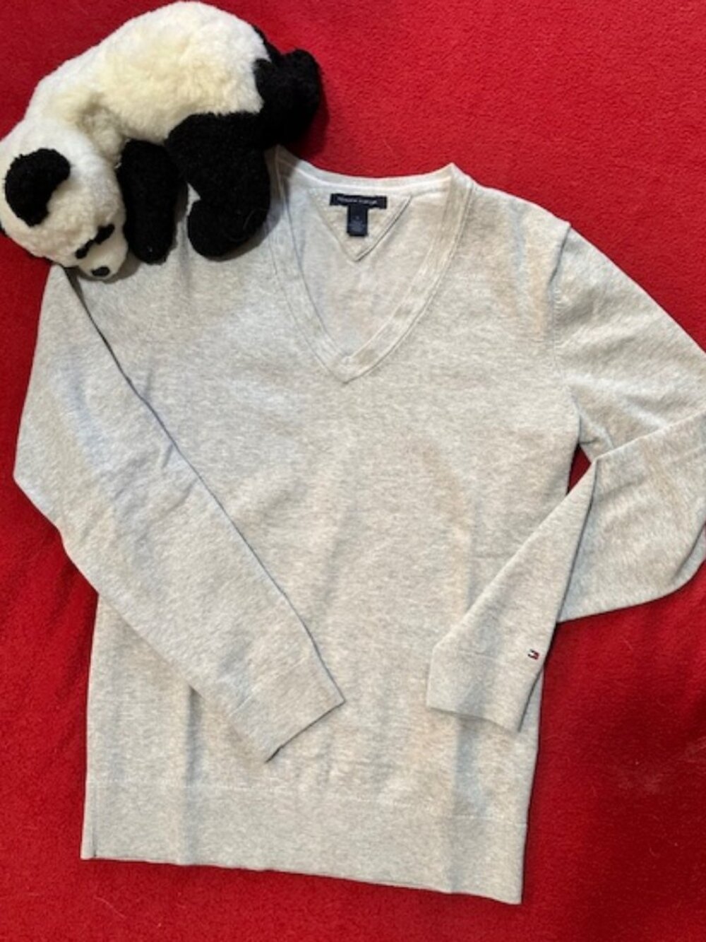 Tommy Hilfiger V-Neck Sweater - Sz M - Heather Gray